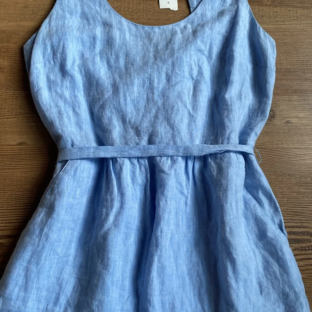 NWT LOFT Blue Linen Sleeveless Dress